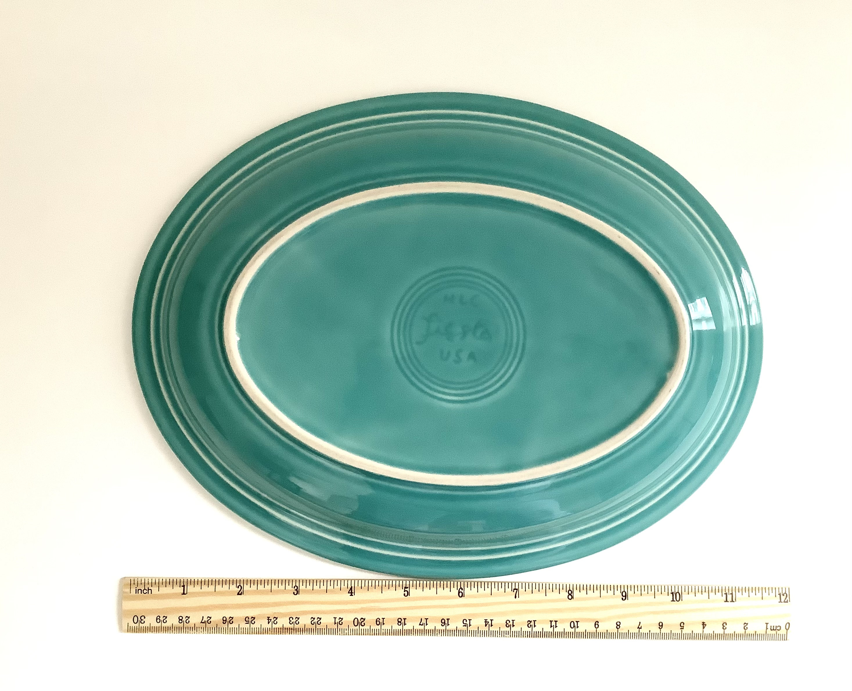 Vintage Fiestaware Oval Platter Plate Turquoise Blue Green Etsy