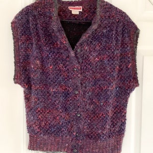 Purple Pink Sweater Vest,Ladies Vintage Mohair Blend Vest,Jack Winter Button Up Multicolor Vest,Funky Cool Vintage,Vintage 80s Clothing
