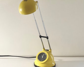 Vintage Yellow Desk Lamp Clock,Adjustable Desk Lamp,Retro Desk Light,Desk Accessories,Vintage Office Gift,Christmas Gift,Funky Cool Vintage