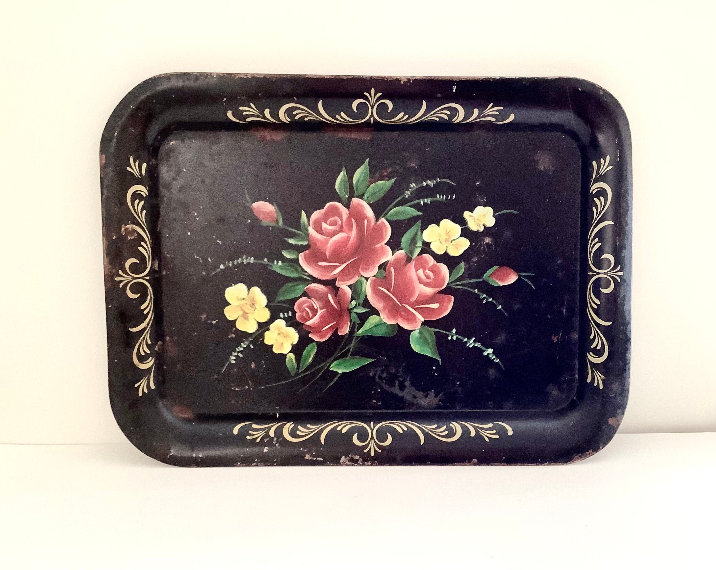 Black Toleware Trays - Etsy Black Toleware Trays - Etsy