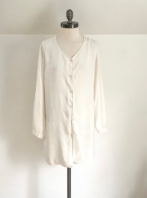 Vintage White Silk Nightshirt,Large Cream Off Whit