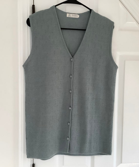 Grey Seafoam Sweater Vest,Ladies Large Vintage Me… - image 1