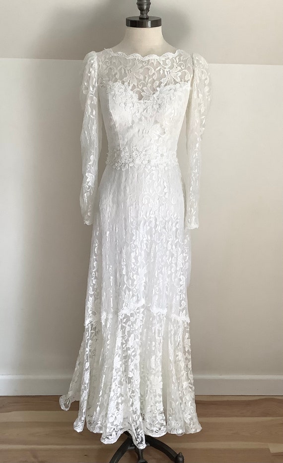 Neiman Marcus, Dresses, Vintage House Of Bianchi Neiman Marcus Prairie  Beautiful Lace Wedding Gown Dress