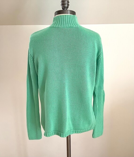 Vintage Green Mock-neck Sweater,Rib Knit Sweater,… - image 3