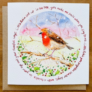 Inspirée par la nature, carte de Noël Little Robin par Janine Drayson