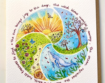 Elementos de la naturaleza, tarjeta de mandala consciente