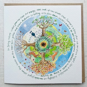 Carte « Roue de l'année » Citation inspirante pour la méditation du mandala en pleine conscience par Janine Drayson