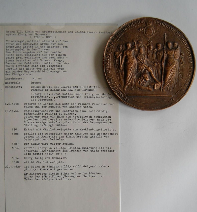 George III, King of Great Britain and Ireland, 1760 – 1820, Bronze Seal ...