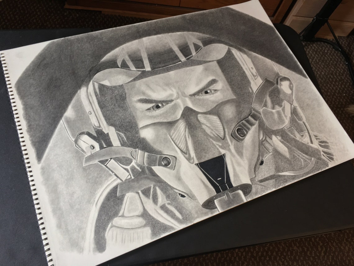 Top Gun Maverick Drawing Tom Cruise Drawing Pilot Drawing Etsy