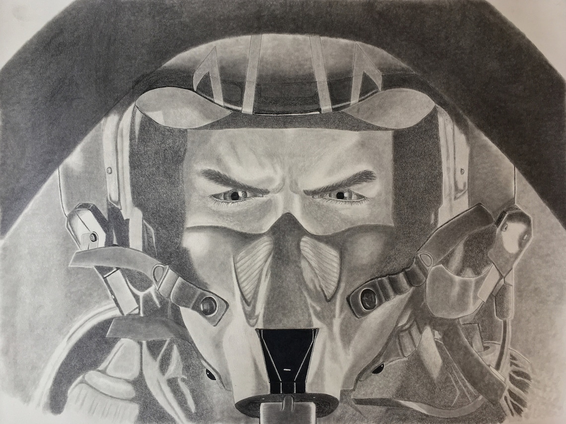 Top Gun Maverick Drawing Tom Cruise Drawing Pilot Drawing Etsy