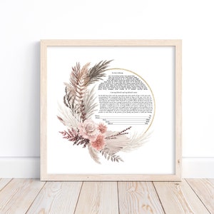 Minimalistische Wildblume Ketubah Individualisierbar mit beliebigem Text