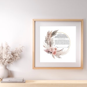 Minimalistische Wildblume Ketubah Individualisierbar mit beliebigem Text