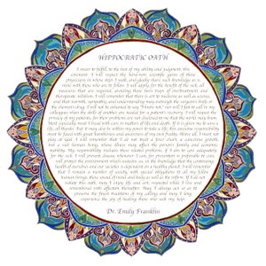 Hippocratic Oath, Doctor Gift, Doctor Present, Physicians Oath, Doctor Graduation Gift, Gift for Doctor, MD Gifts, Personalized Dr. Gift