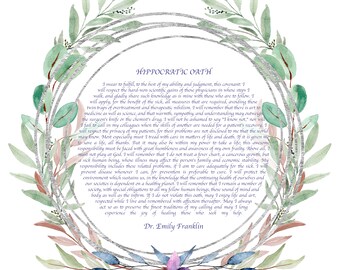 Hippocratic Oath, Doctor Gift, Doctor Present, Physicians Oath, Doctor Graduation Gift, Gift for Doctor, MD Gifts, Personalized Dr. Gift
