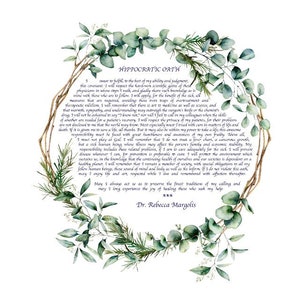 Hippocratic Oath, Doctor Gift, Doctor Present, Physicians Oath, Doctor Graduation Gift, Gift for Doctor, MD Gifts, Personalized Dr. Gift