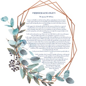 Hippocratic Oath, Doctor Gift, Doctor Present, Physicians Oath, Doctor Graduation Gift, Gift for Doctor, MD Gifts, Personalized Dr. Gift