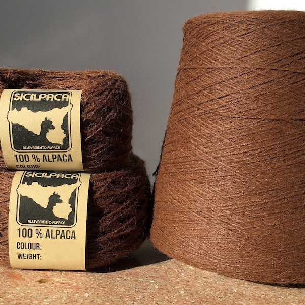 Filato 100% PURA FIBRA ALPACA Lana Cono o Gomitolo colore Marrone