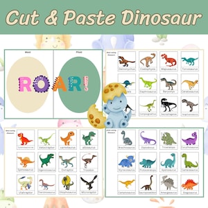 Printable Dinosaur Flashcards | Herbivore & Carnivore Learning Set for Kids | Montessori