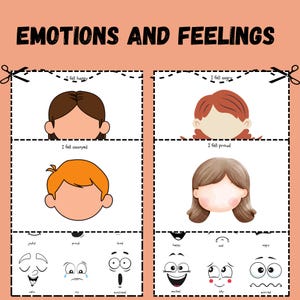 Emotion Faces Printable, Feelings Chart for Kids, Social Emotional Learning Resource, Classroom Decor, Digital Download, Feelings Flashcards