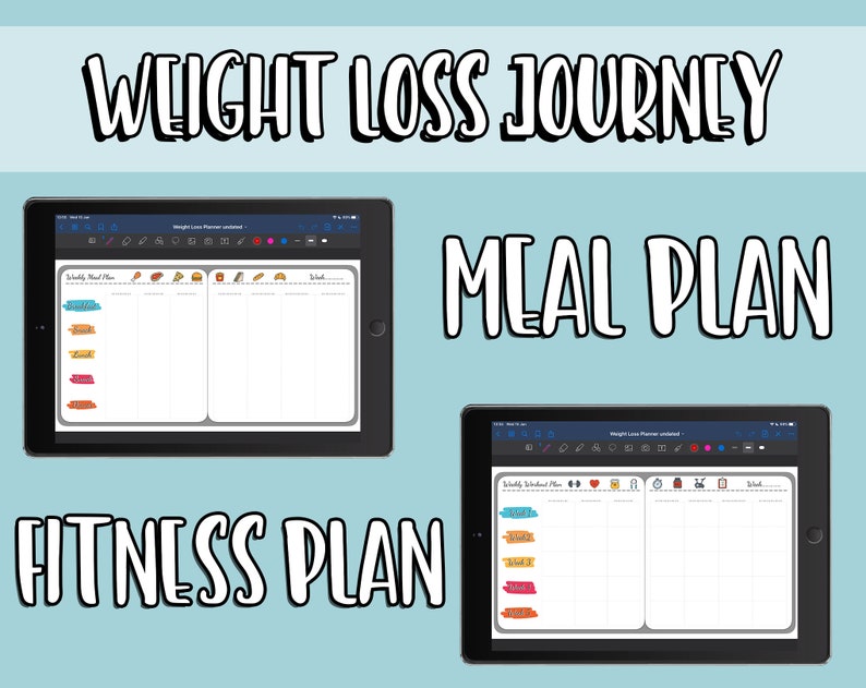 Weight Loss Planner for Goodnotes Fitness Planner Weight Etsy