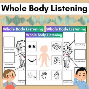 Whole Body Listening Chart – Printable Kids Behavior Poster for Classroom Management & Homeschool