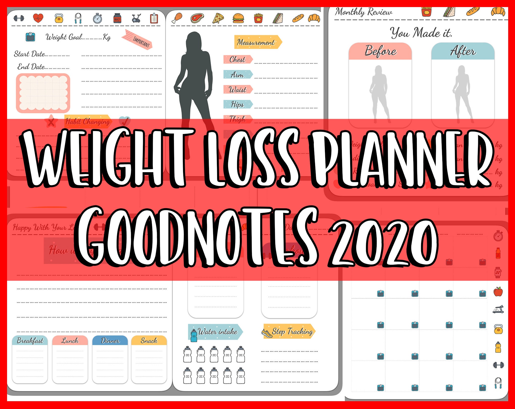 Weight Loss Planner for Goodnotes Fitness Planner Weight Etsy