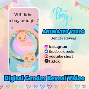 It&#39;s a Boy! Animated Gender Reveal Video | Customizable Social Media Announcement for Instagram, Facebook, TikTok | Instant Download