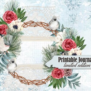 printable Winter Journal, limited edition, digital downloads, Junk Journal Kit, Tags, Paper and Ephemera, Pack04