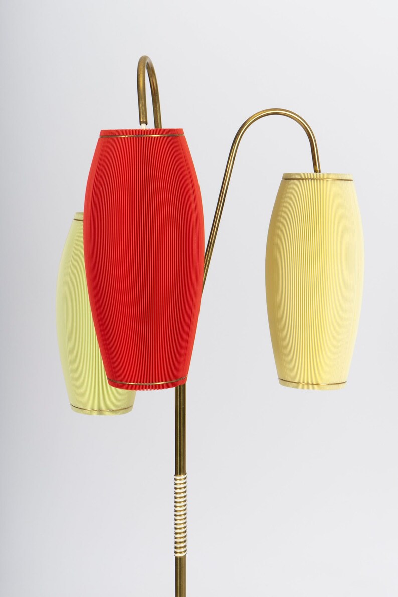 Floor lamp with pleated original shades from the 1950s image 3