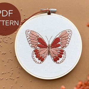 Schmetterling Stickmuster pdf, Anfänger Stickmuster pdf, Handstickerei Schmetterling Muster