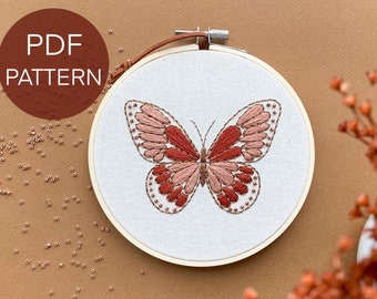 Butterfly embroidery pattern pdf, beginner embroidery pdf pattern, hand embroidery butterfly pattern