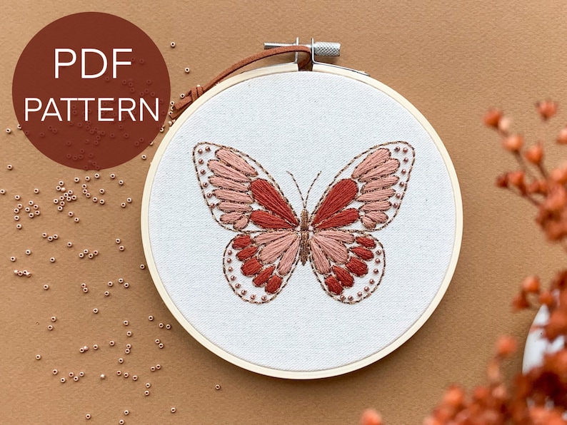 Butterfly Embroidery Pattern Pdf Beginner Embroidery Pdf Etsy