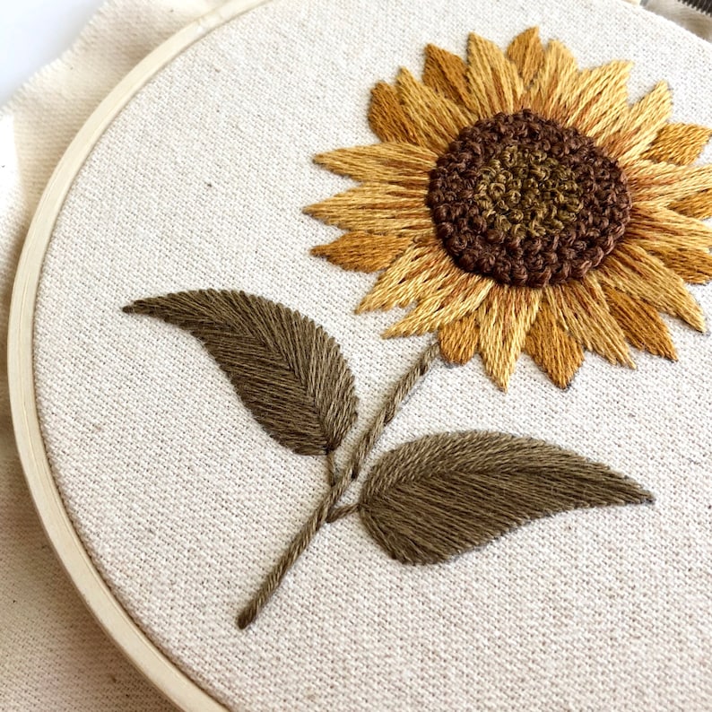 Sunflower embroidery kit fall embroidery kit for beginners  etsy Sunflower embroidery kit fall embroidery kit for beginners  etsy