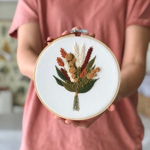 Fall embroidery bouquet pattern, fall flowers embroidery pdf pattern, autumn embroidery image 5