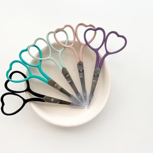 Heart embroidery scissors, small heart scissors, cross stitch scissors, small scissors black, purple, blush, mint