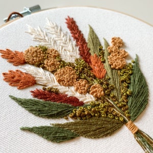 Fall embroidery bouquet pattern, fall flowers embroidery pdf pattern, autumn embroidery image 3
