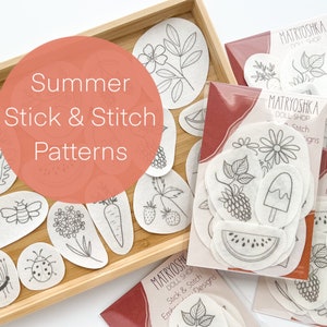 Summer Stick and Stitch embroidery, stick and stitch patterns, water soluble embroidery designs for clothing