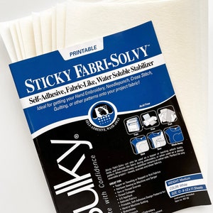 Stick and stitch stabilizer, water-soluble sticky fabric stabilizer, embroidery transfer paper, printable stabilizer