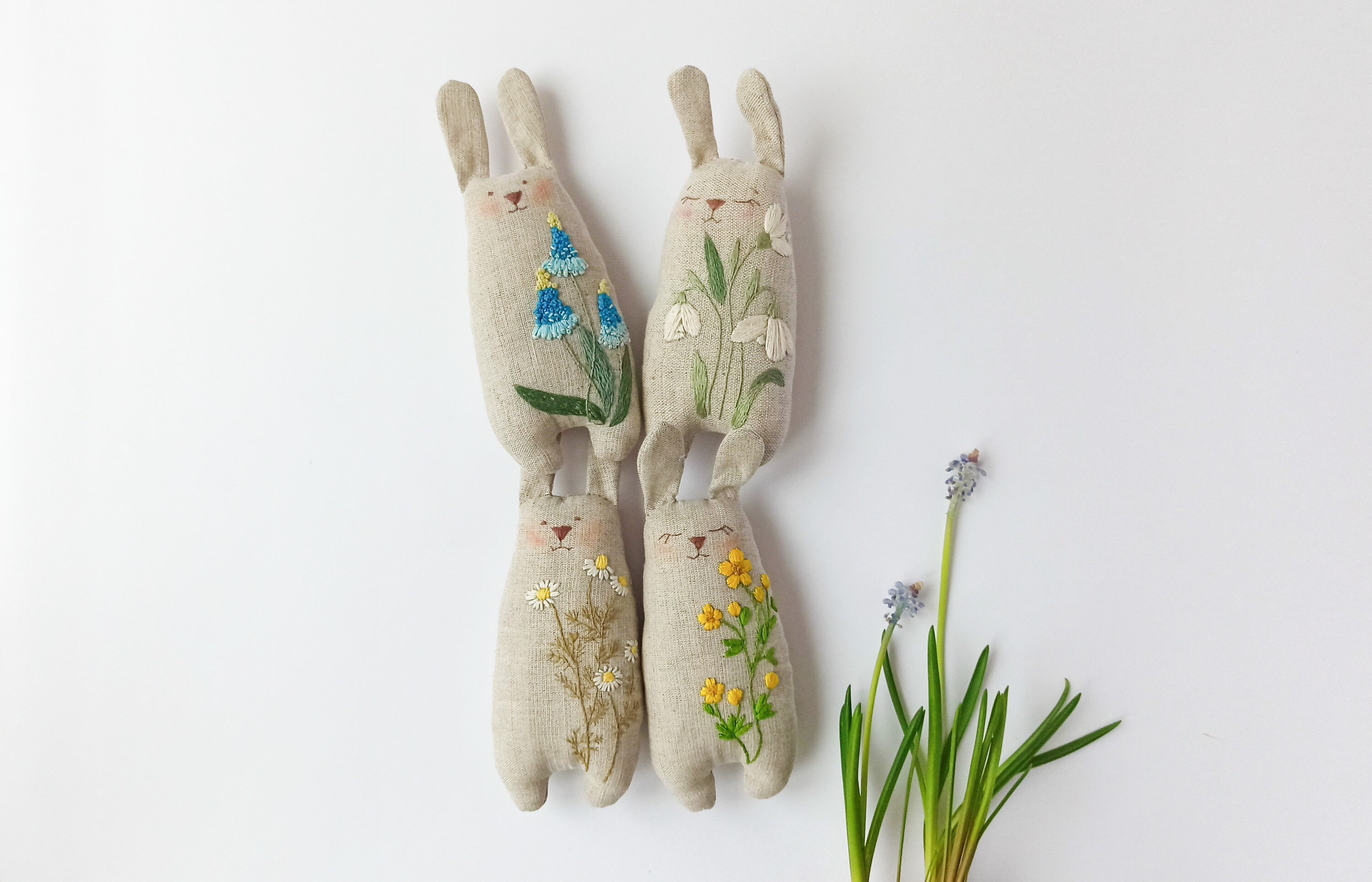 PDF Pattern + Video Tutorial, Handmade Bunny Toy With Botanical ...