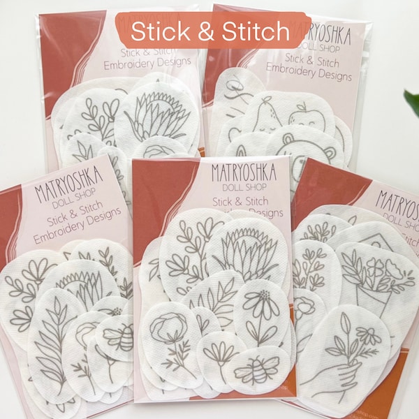 Stick and Stitch embroidery patterns, embroidery stick and stitch, floral stick and stitch, peel and stick embroidery transfers
