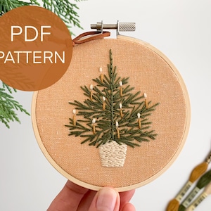 Christmas tree embroidery pattern, Christmas embroidery pattern pdf, beginner embroidery pattern, Christmas cross stitch pattern
