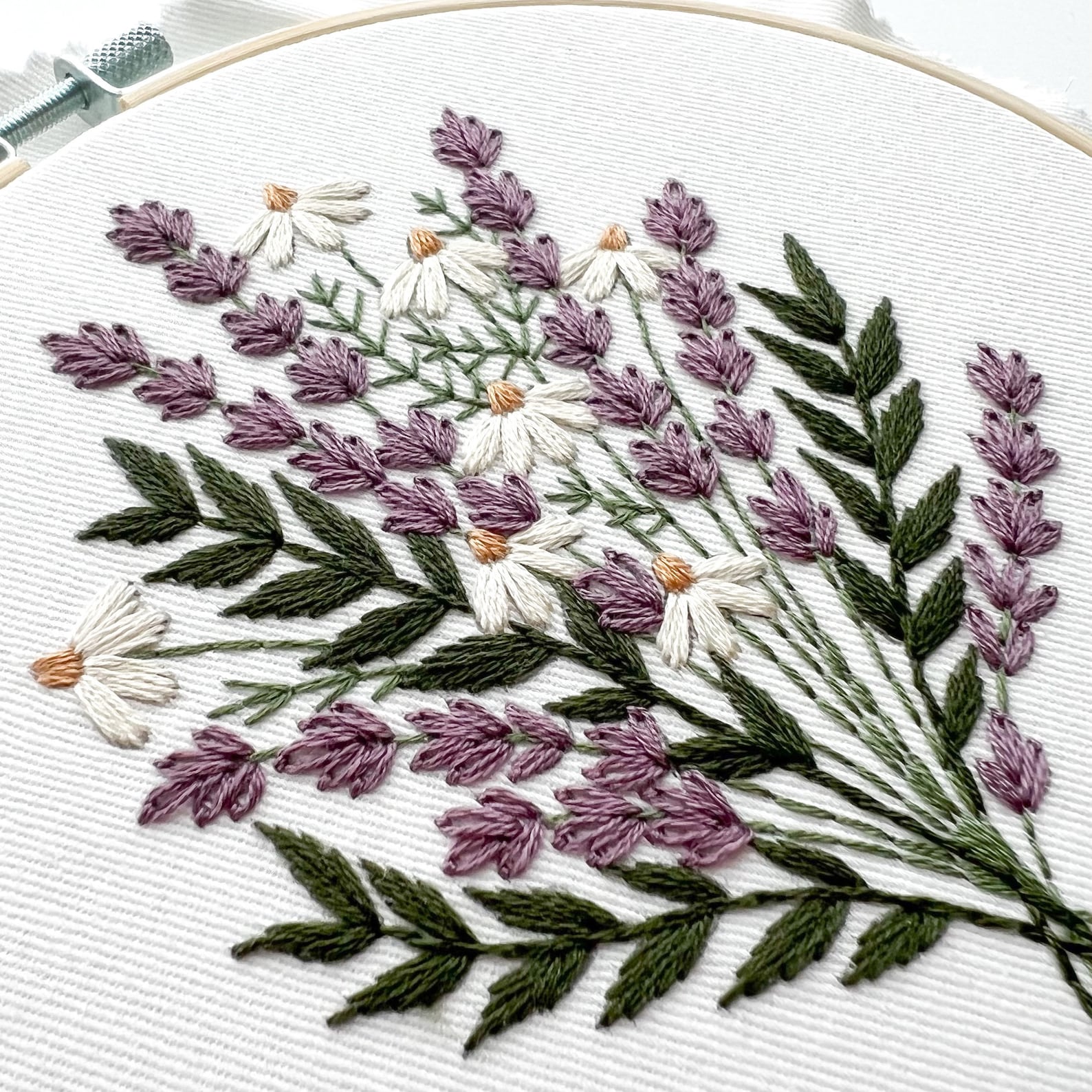 Lavender and Daisies Embroidery Pattern Flowers Embroidery Etsy