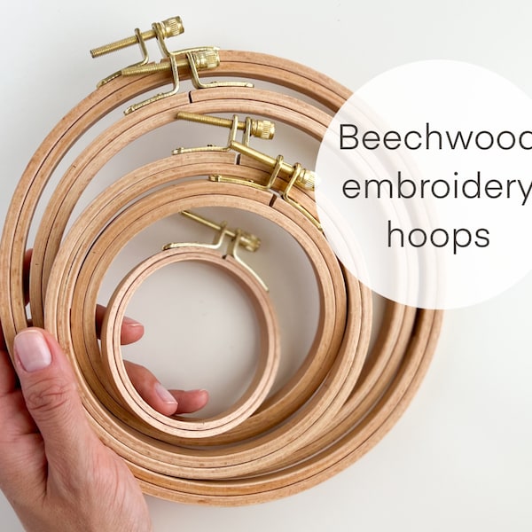 Beechwood embroidery hoops 3”, 4”, 5”, 6”, 7”, wood embroidery hoop with golden screw, cross stitch wooden hoop, embroidery frame