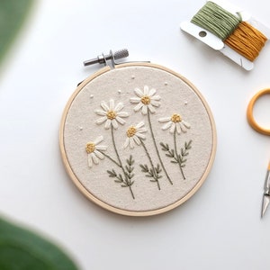 Daisies Embroidery Beginner Pattern PDF, Botanical Embroidery PDF ...