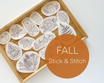 Fall Stick and Stitch, Christmas stick and stitch embroidery patterns, wash away embroidery transfers, peel and stick embroidery