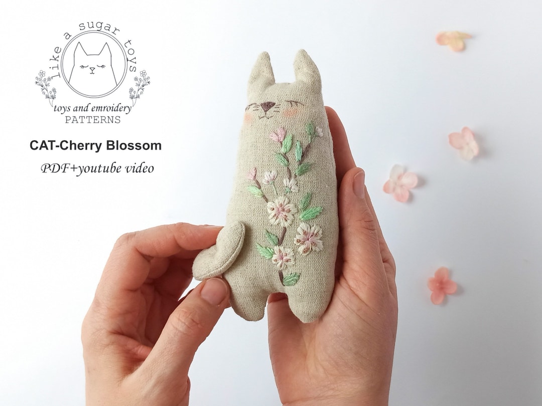 PDF Pattern Video Tutorial, Linen Cat Toy Sewing Pattern, Animal Toys