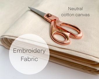 Cotton canvas embroidery fabric, neutral cotton drill, beige fabric for hand embroidery