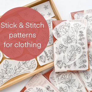 Stick and Stitch patterns FOR CLOTHING, stick and stitch embroidery, wash away pattern transfers, embroidery designs stickers