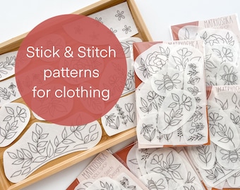 Stick and Stitch patterns FOR CLOTHING, stick and stitch embroidery, wash away pattern transfers, embroidery designs stickers