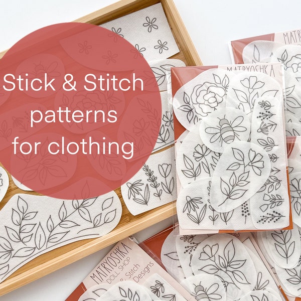 Stick and Stitch patterns FOR CLOTHING, stick and stitch embroidery, wash away pattern transfers, embroidery designs stickers